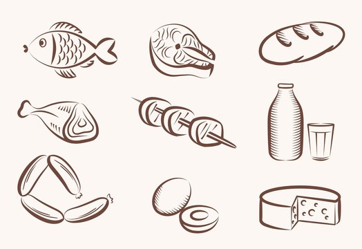 food vector hand drawn icons