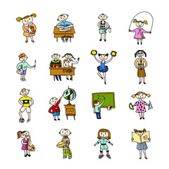 Set of doodle children