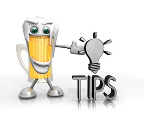 beer character presents tip sign