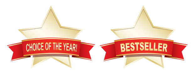 Gold star labels - Bestseller and choice of the year.