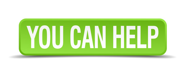 You can help green 3d realistic square isolated button