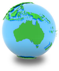 Australia on the globe