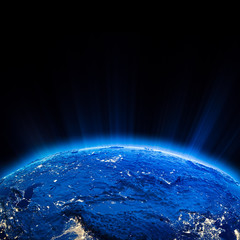 Central Asia city lights at night