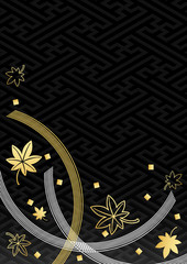 漆黒金銀水引紅葉