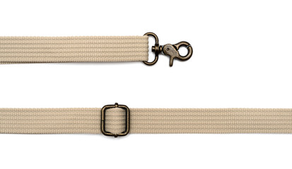 Close up of a belt with snap-hook isolated on a white background - 67448253