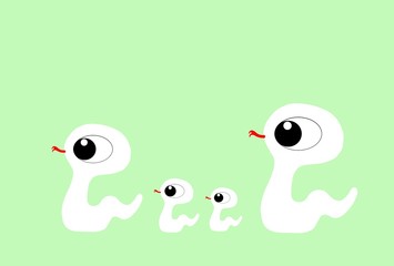 蛇の家族の散歩