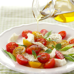 Olive oil on caprese