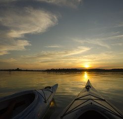 Two Kayaks at Sunset