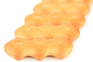 Delicious crackers isolated on white