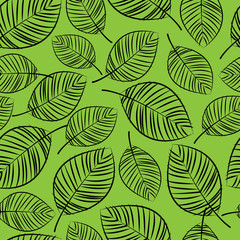 sketch leaves seamless pattern