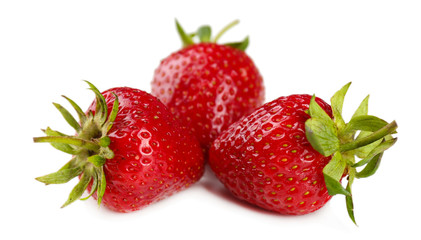 Red ripe strawberries, isolated on white