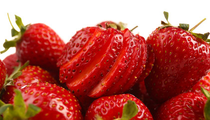 Red ripe strawberries, isolated on white