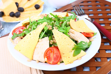 Fresh salad with arugula, close up