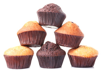 Tasty muffins isolated on white