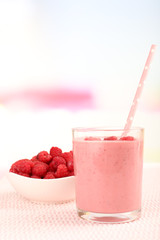 Delicious milkshake on table