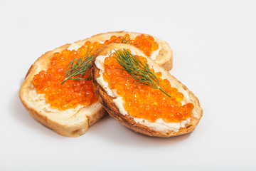 Red caviar sandwiches 