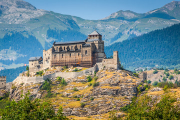 Fototapeta na wymiar Valere Basilica and Tourbillon Castle, Sion, Switzerland