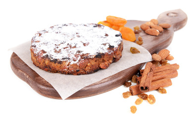 Delicious cake panforte isolated on white