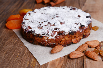 Delicious cake panforte on table close-up