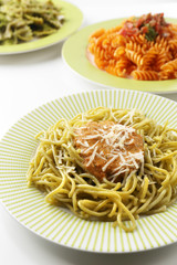 Italian pasta on table, close-up