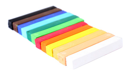 Colorful chalk pastels isolated on white