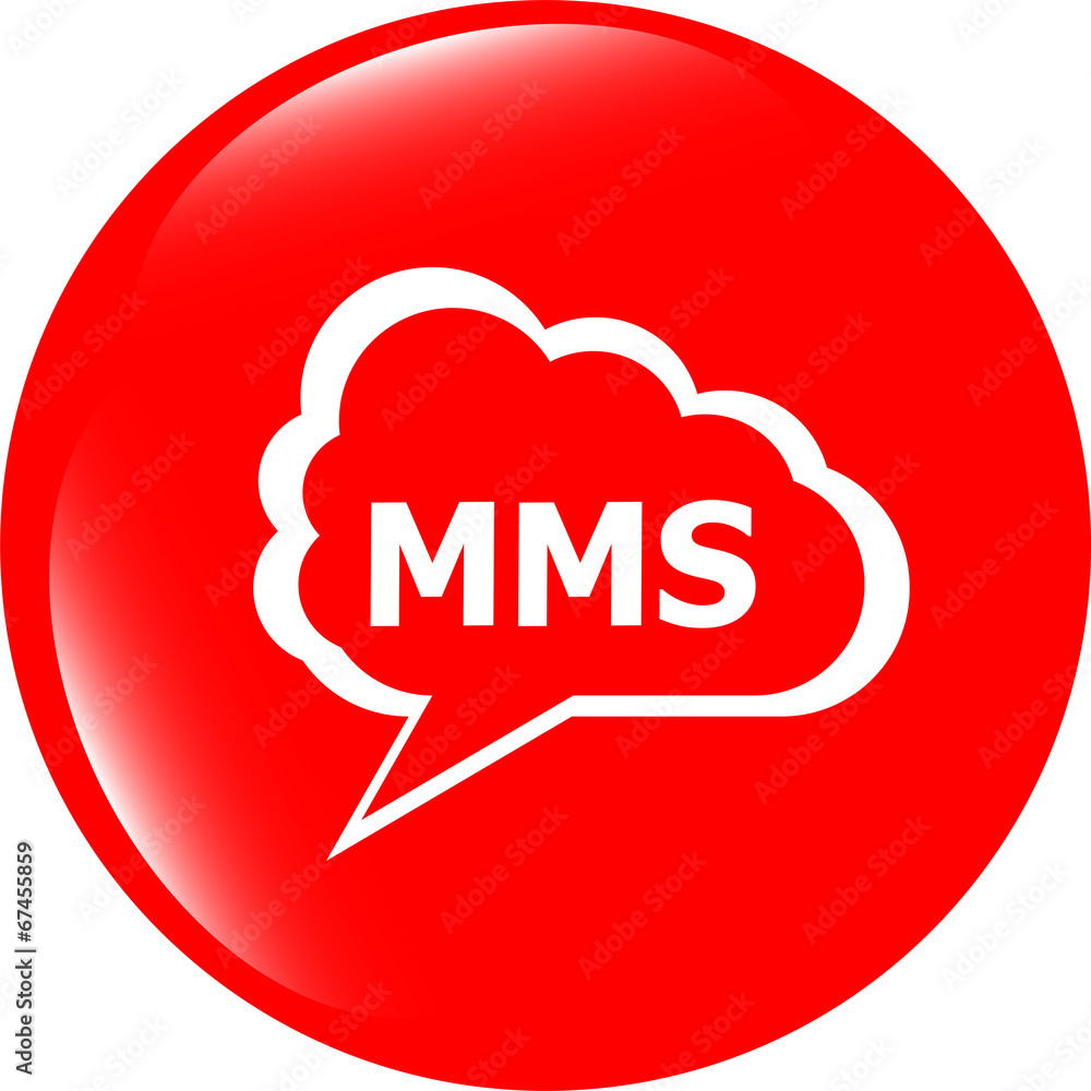 Poster mms glossy web icon isolated on white background