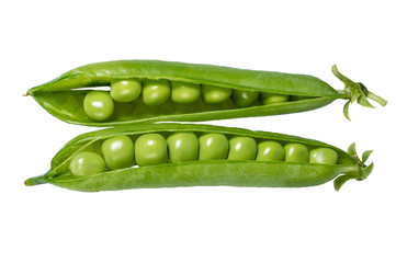 Fresh green peas in the pod
