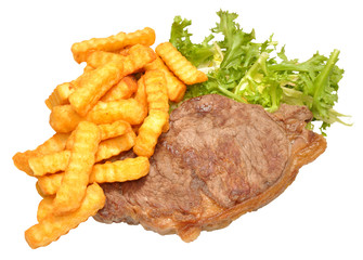 Steak And Chips With Lettuce