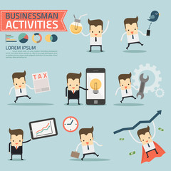 set of businessman activities