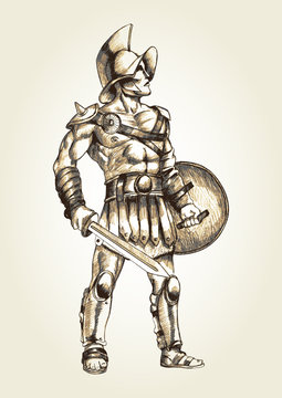 Sketch illustration of a gladiator