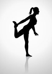 Fototapeta na wymiar Silhouette illustration of a woman stretching her leg