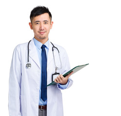 Male doctor with clipboard