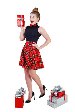 Pin-up girl with gifts