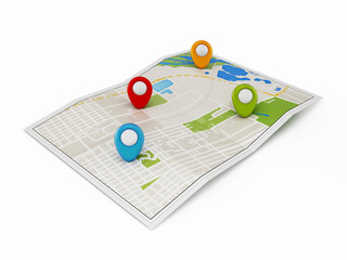 Navigation map with markers