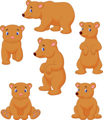 Obraz premium Cute brown bear cartoon collection