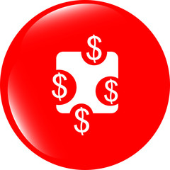 web sign icon. Dollar usd symbol. shiny button. website button