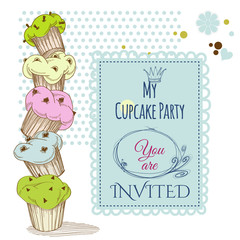 Party invitation stack of cupcakes design