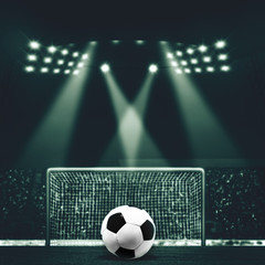 Vintage look sport backgrounds with soccer gate and ball