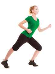 Fototapeta na wymiar Sport. Flexible fitness girl doing stretching exercise