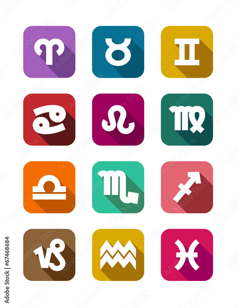 Poster Flat icons with zodiac elements