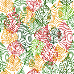 Autumnal leaves seamless pattern
