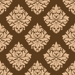 Floral seamless brown arabesque pattern