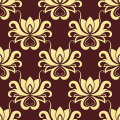 Beige and purple floral seamless pattern