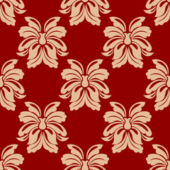 Fototapeta premium Dainty beige and maroon floral seamless pattern