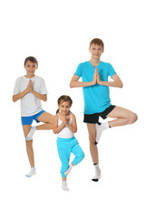 Obraz na płótnie Canvas boys and girl exercising