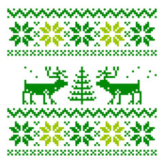 Fototapeta na wymiar White knitted scandinavian scarf with deer