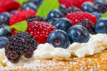 Fresh berry tart with cream