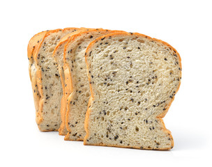 whole wheat bread isolated on white background