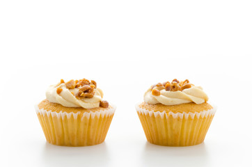 Nuts cupcake isolated on white background