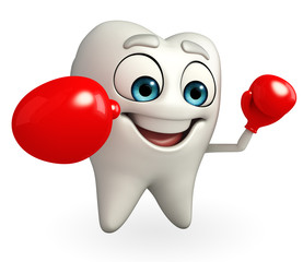 Teeth character with Boxing Gloves